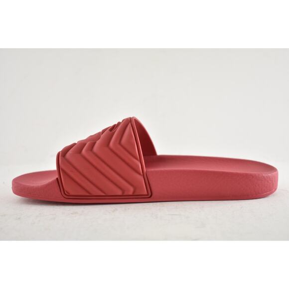 Gucci Deep Coral Red Rubber Quilted GG Logo Flat Pool Slide Slip On Sandal 36 - Picture 10 of 13